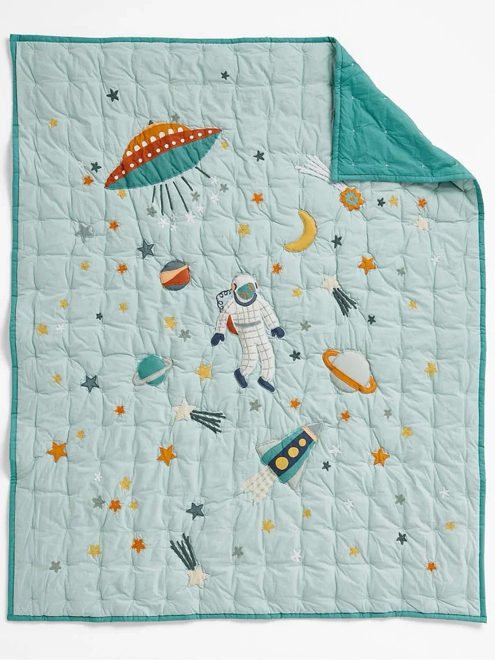 Crate & Kids Space Party Outer Space Astronaut Baby Crib Cotton Quilt